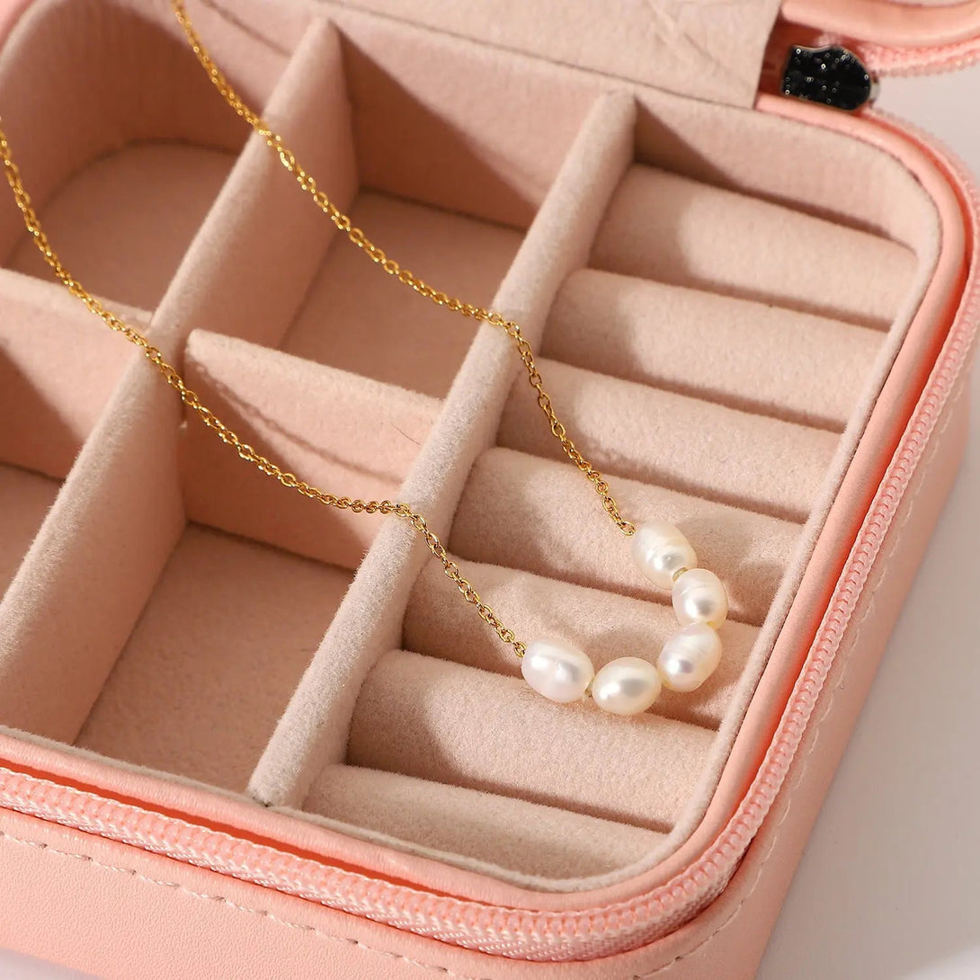 Lovcia Natural Freshwater Pearl Necklace Jewellery for Women - 18K Gold-plated Collarbone Necklace-Necklaces-JDN20381-JDN20381