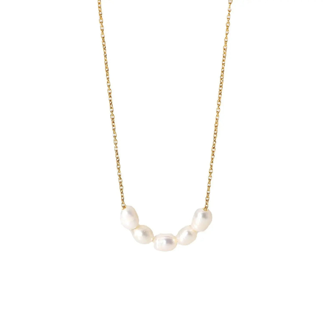 Lovcia Natural Freshwater Pearl Necklace Jewellery for Women - 18K Gold-plated Collarbone Necklace-Necklaces-JDN20381-JDN20381