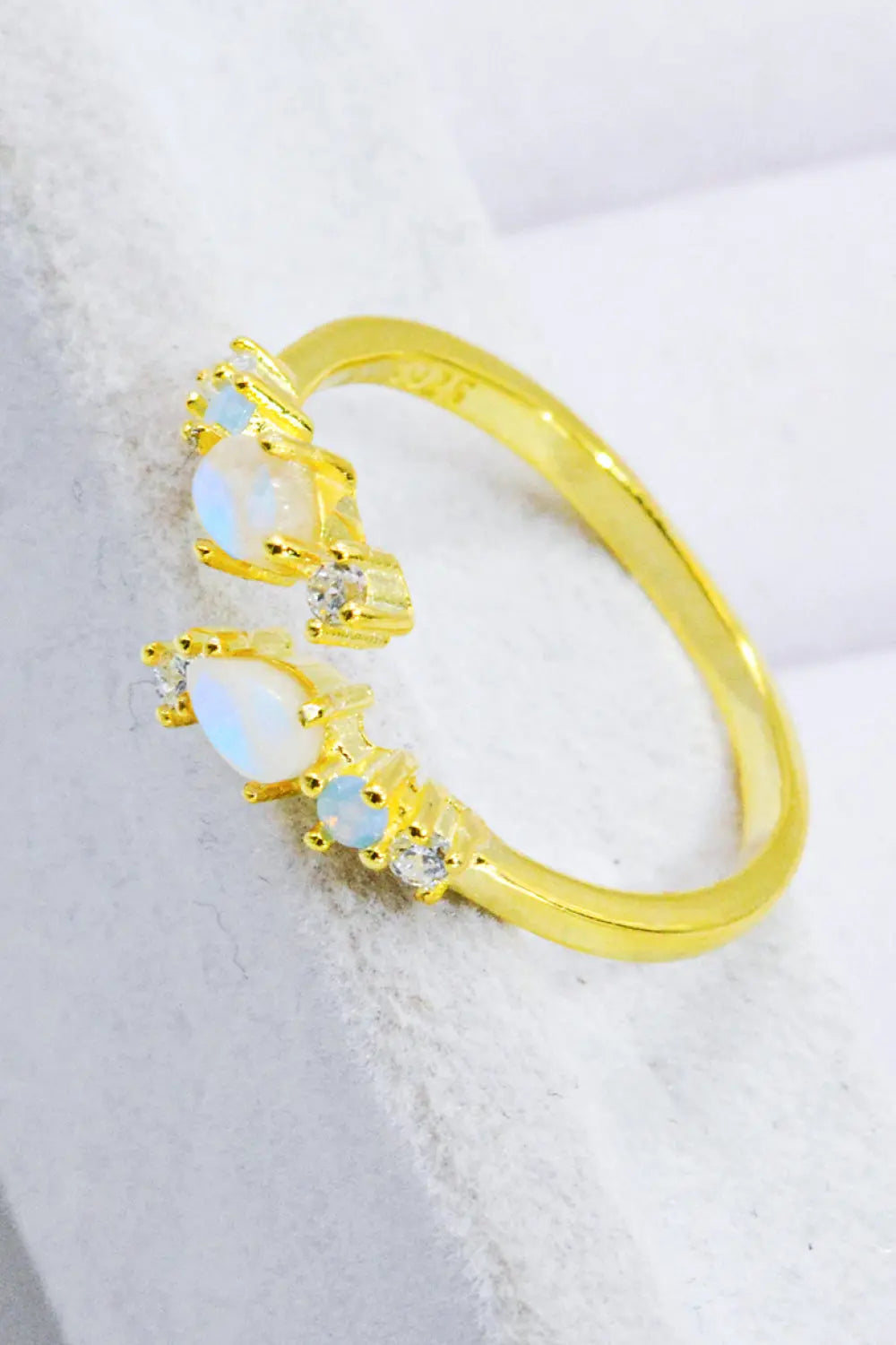 Lovcia Natural Moonstone and Zircon Open Ring-Rings-Rose Gold-One Size-Rose Gold