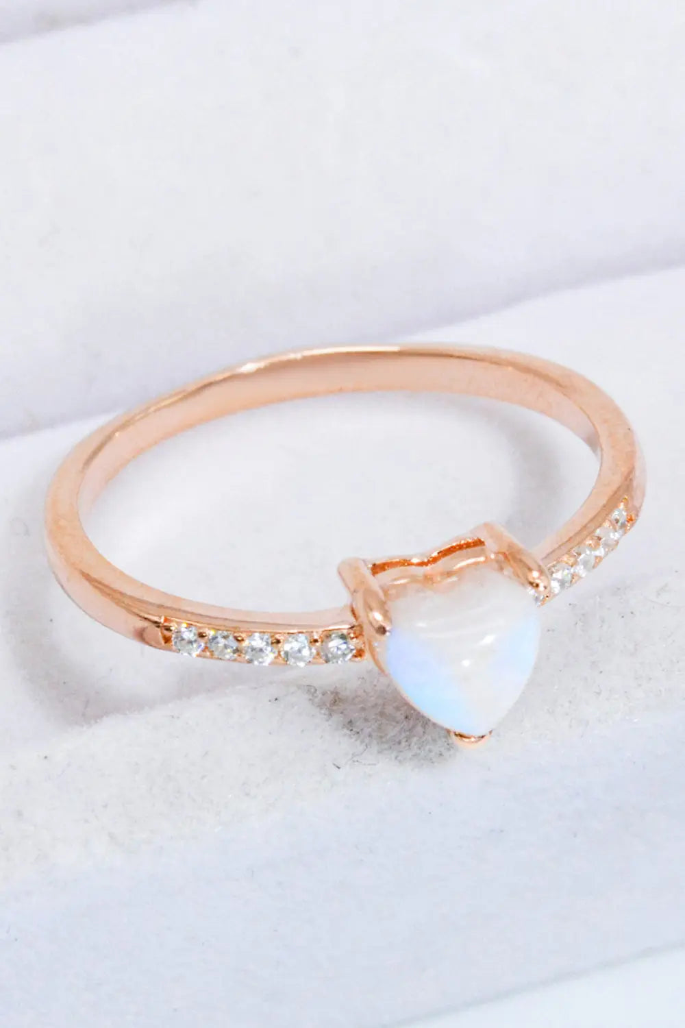 Lovcia Natural Moonstone Heart 18K Rose Gold-Plated Ring-Rings-Rose Gold-6-Rose Gold
