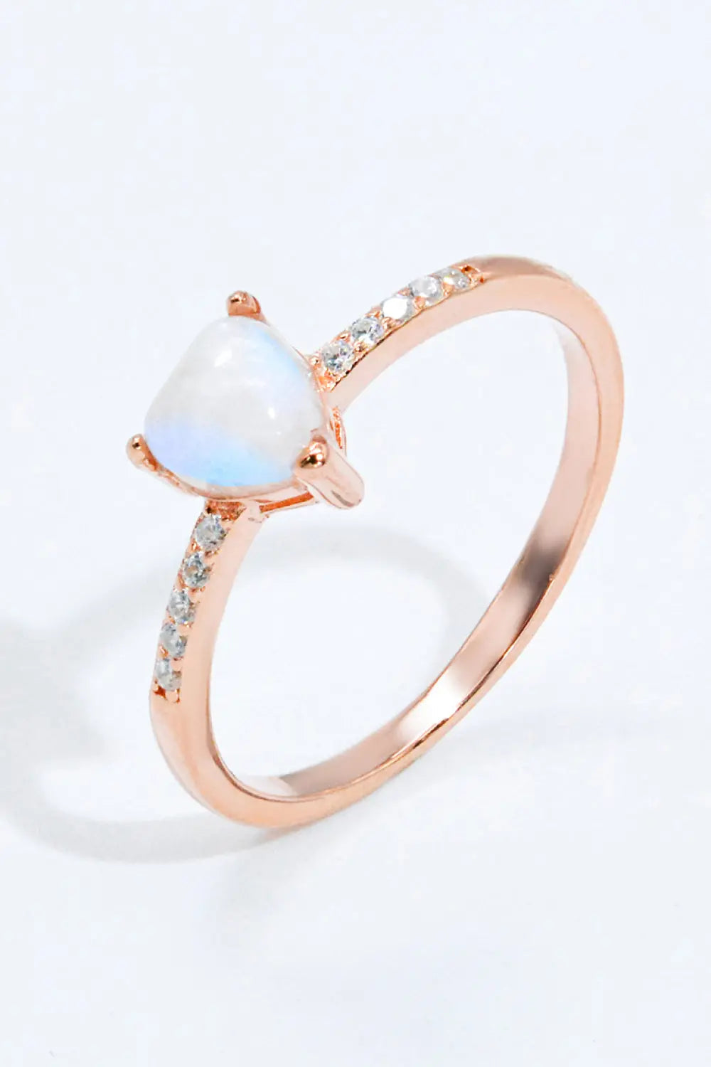 Lovcia Natural Moonstone Heart 18K Rose Gold-Plated Ring-Rings-Rose Gold-6-Rose Gold