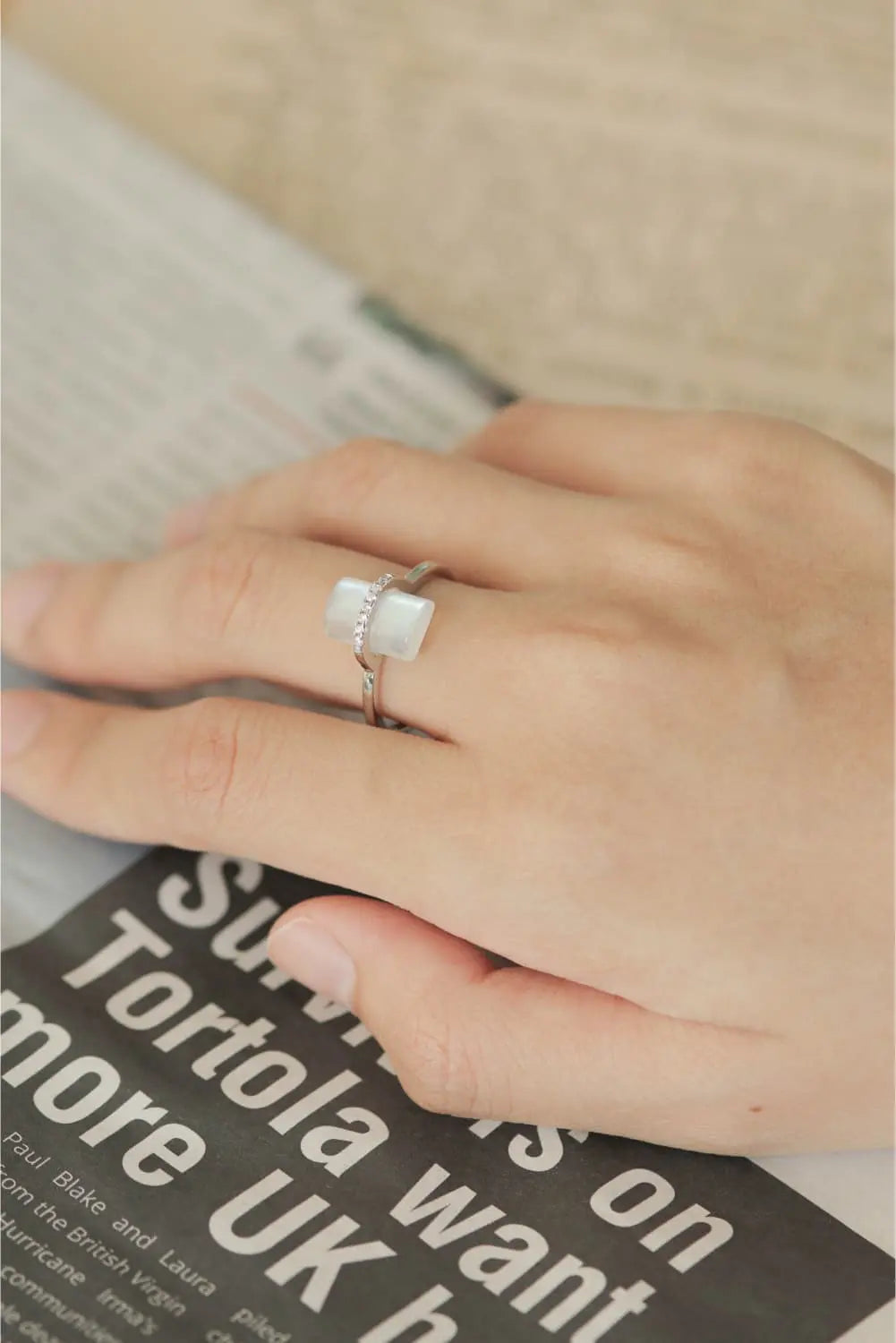 Lovcia Natural Moonstone Platinum-Plated Ring-Rings-Silver-6-Silver
