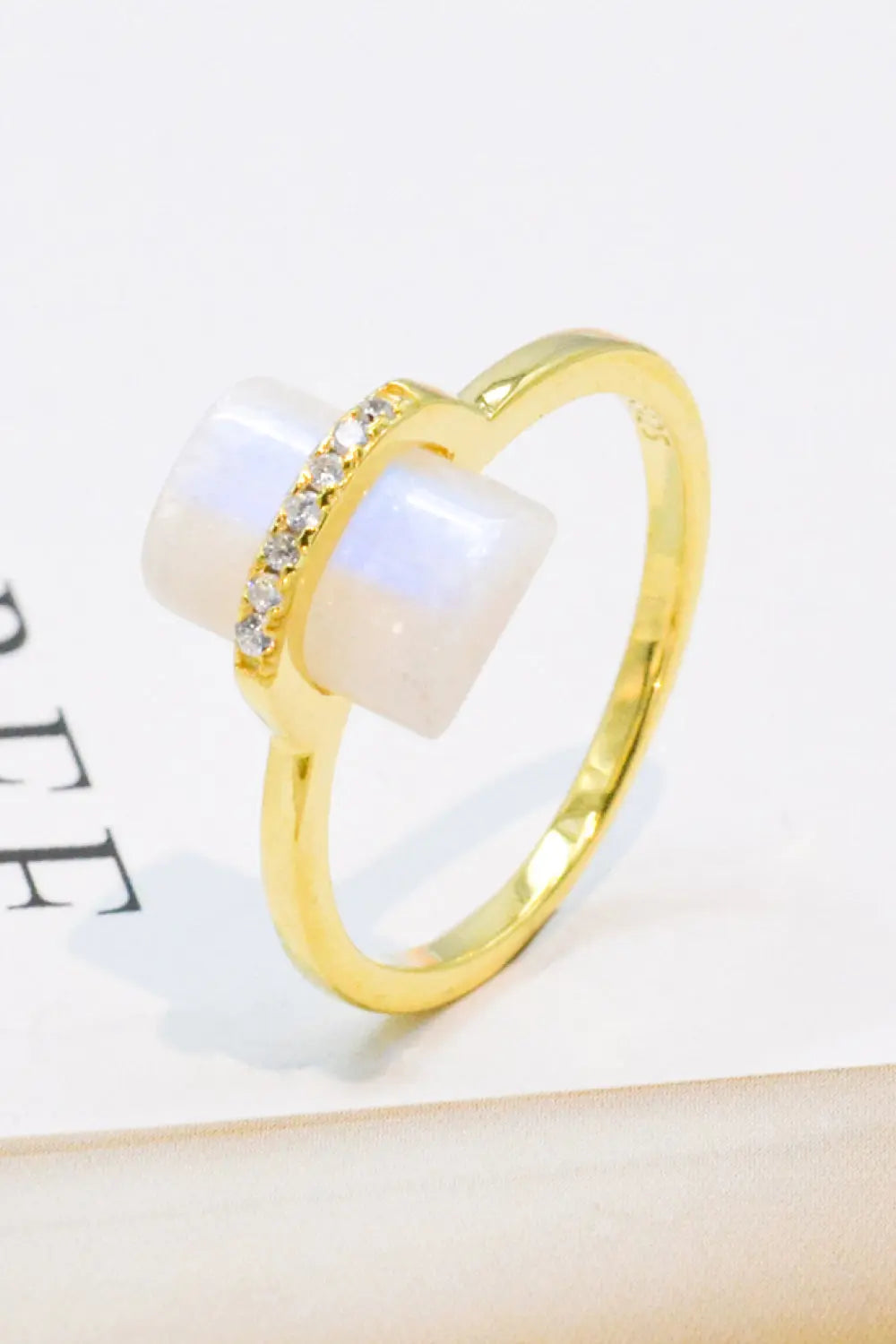 Lovcia Natural Moonstone Platinum-Plated Ring-Rings-Silver-6-Silver