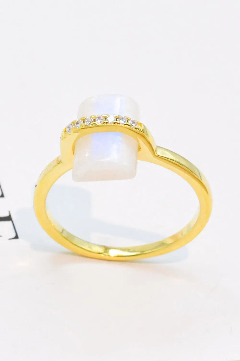 Lovcia Natural Moonstone Platinum-Plated Ring-Rings-Silver-6-Silver