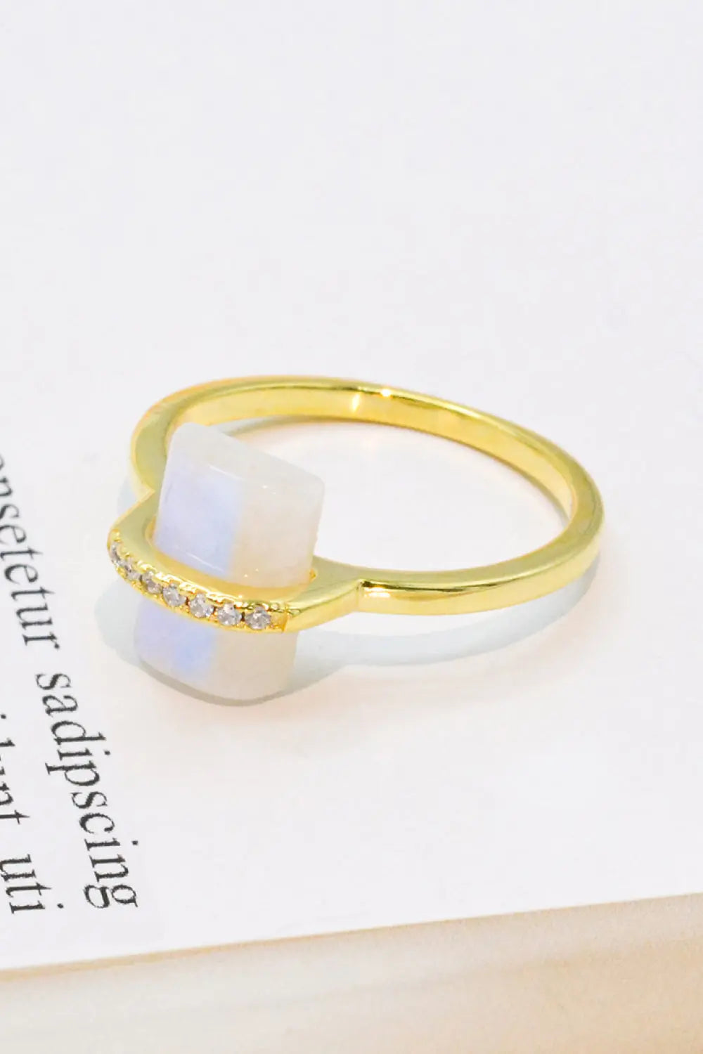Lovcia Natural Moonstone Platinum-Plated Ring-Rings-Silver-6-Silver