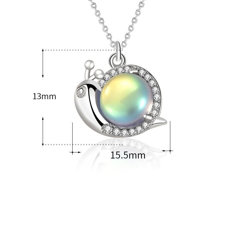 Lovcia Natural Moonstone Snail Necklace 925 Silver CZ-Necklaces-