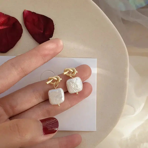 Lovcia Natural pearl earrings-Earrings-Gold-Gold