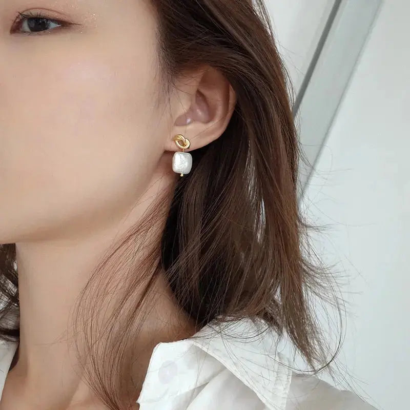 Lovcia Natural pearl earrings-Earrings-Gold-Gold