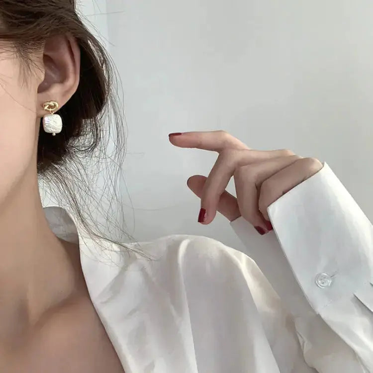 Lovcia Natural pearl earrings-Earrings-Gold-Gold