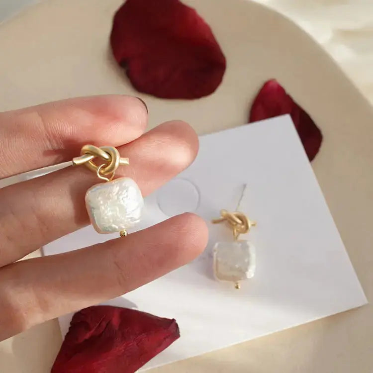 Lovcia Natural pearl earrings-Earrings-Gold-Gold