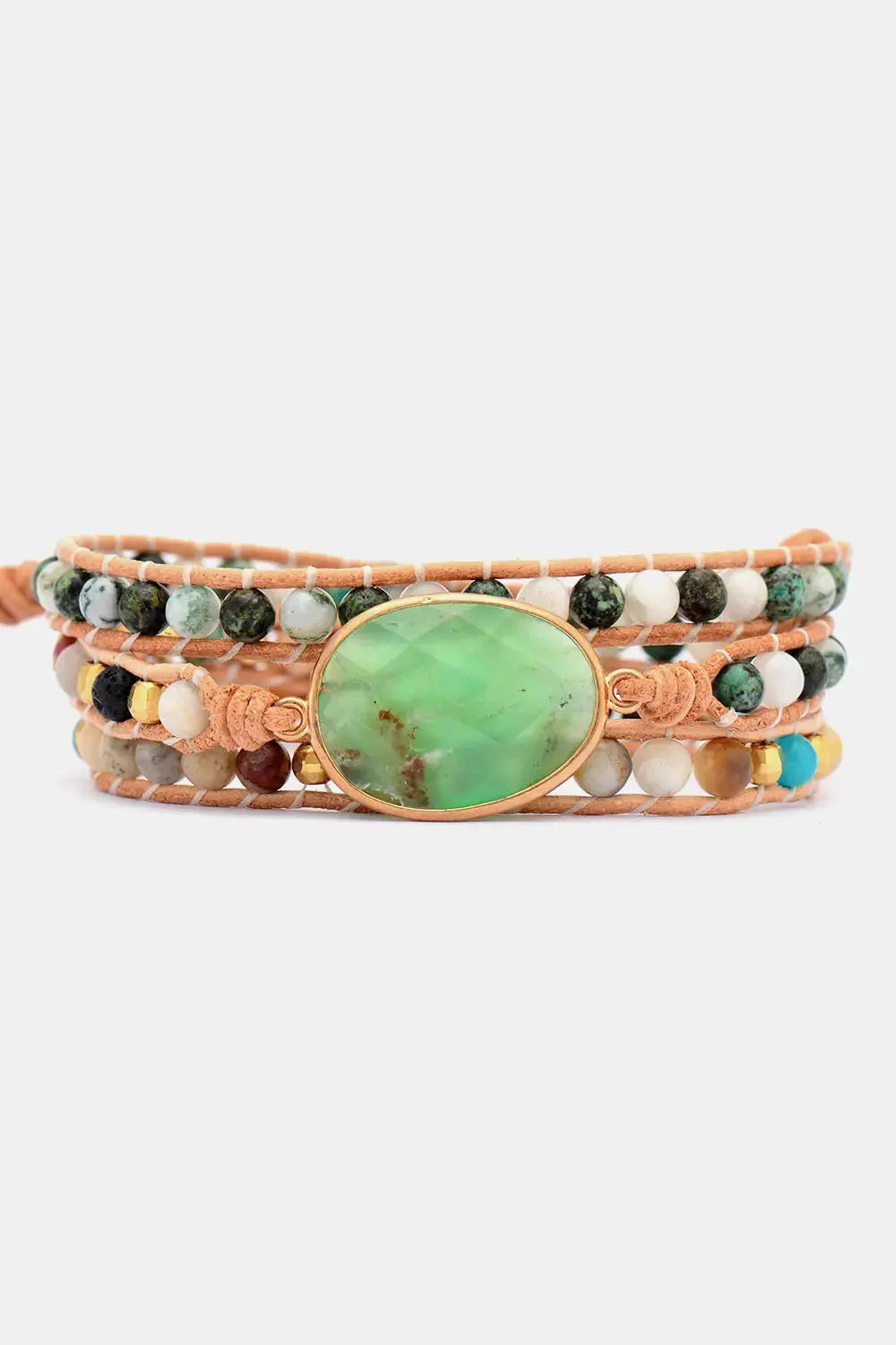 Lovcia Natural Stone & Agate Layered Bracelet-Bracelets-Gum Leaf-One Size-Gum Leaf