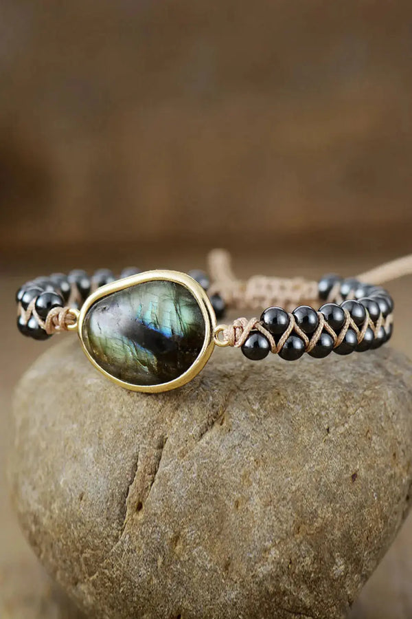Lovcia Natural Stone Beaded Bracelet-Bracelets-Black-One Size-Black
