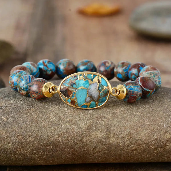 Lovcia Natural Stone Beaded Bracelet-Bracelets-Gold-One Size-Gold