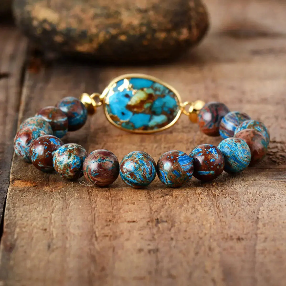 Lovcia Natural Stone Beaded Bracelet-Bracelets-Gold-One Size-Gold