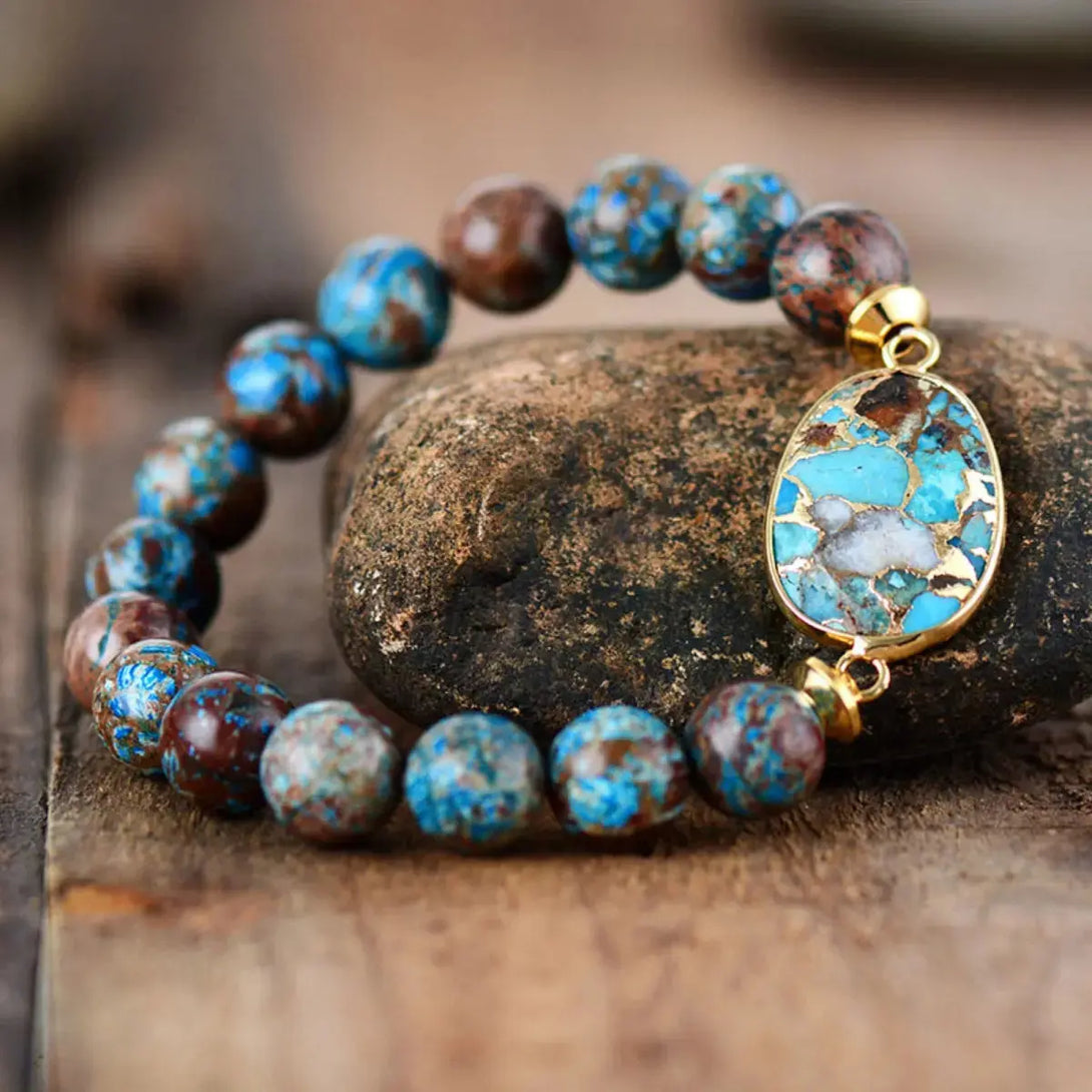 Lovcia Natural Stone Beaded Bracelet-Bracelets-Gold-One Size-Gold
