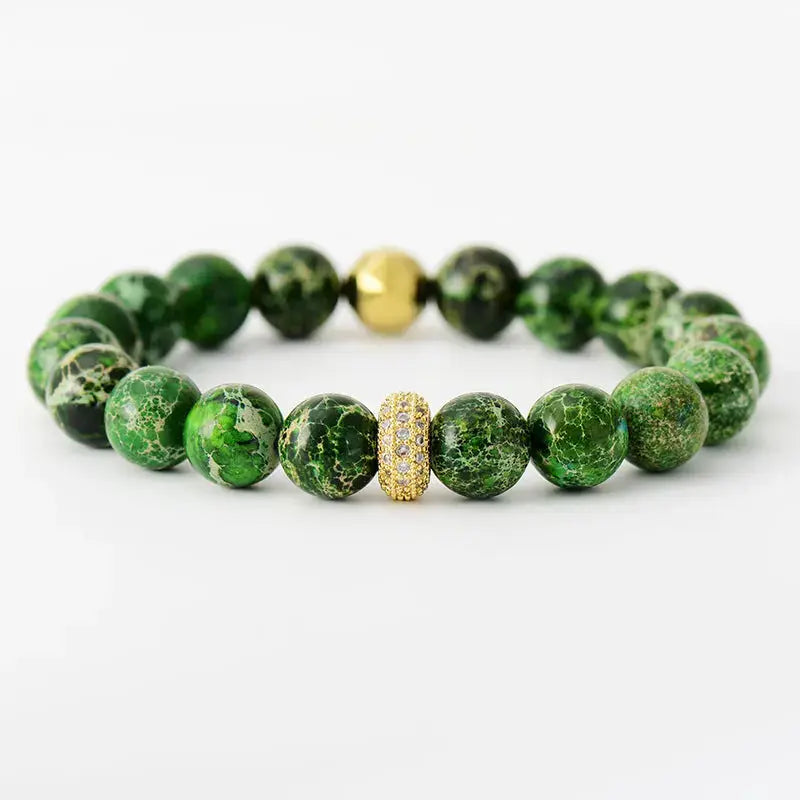 Lovcia Natural Stone Beaded Bracelet-Bracelets-Mid Green-One Size-Mid Green