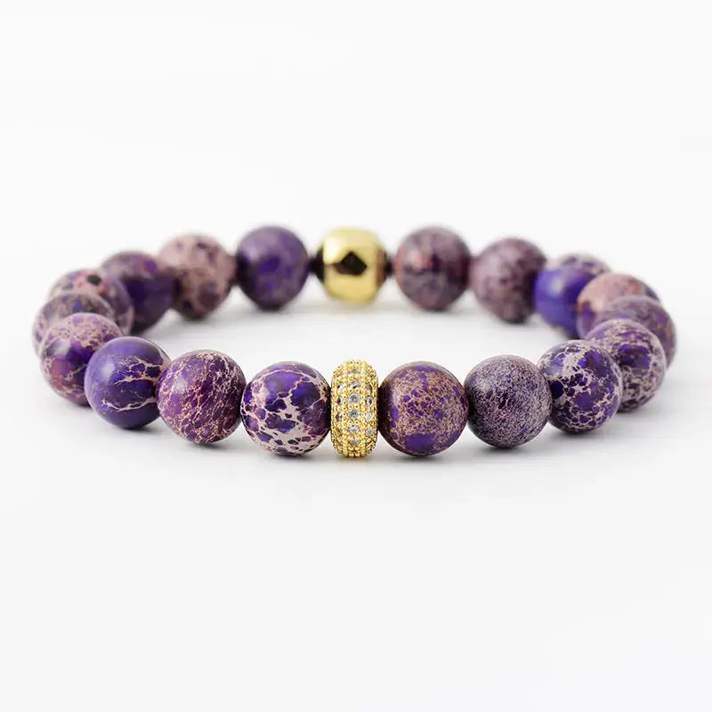 Lovcia Natural Stone Beaded Bracelet-Bracelets-Purple-One Size-Purple