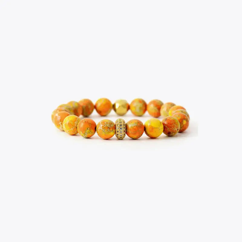 Lovcia Natural Stone Beaded Bracelet-Bracelets-Tangerine-One Size-Tangerine