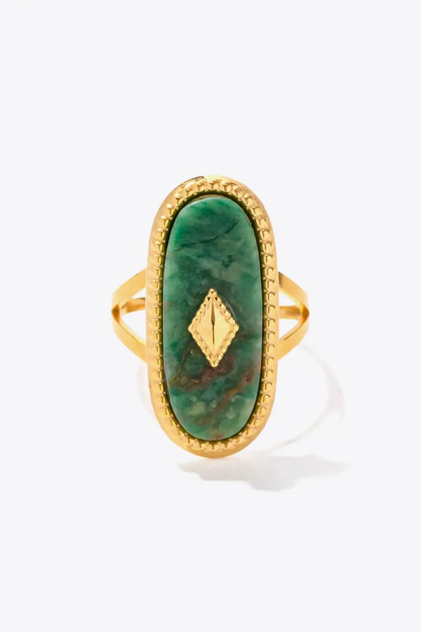 Lovcia Natural Stone Copper Ring-Rings-Mid Green-One Size-Mid Green