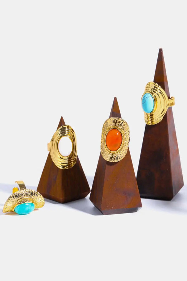 Lovcia Natural Stone Copper Ring-Rings-White-One Size-White
