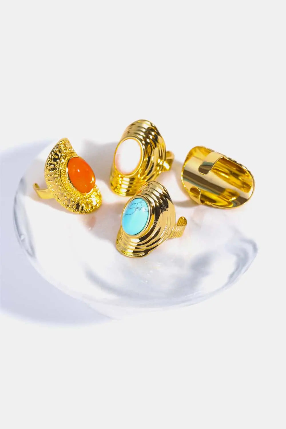 Lovcia Natural Stone Copper Ring-Rings-White-One Size-White