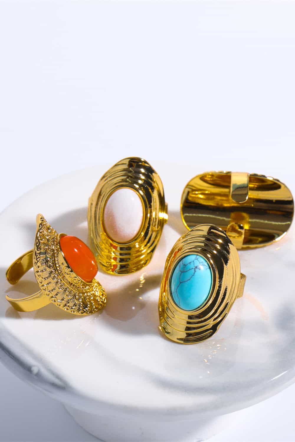 Lovcia Natural Stone Copper Ring-Rings-White-One Size-White