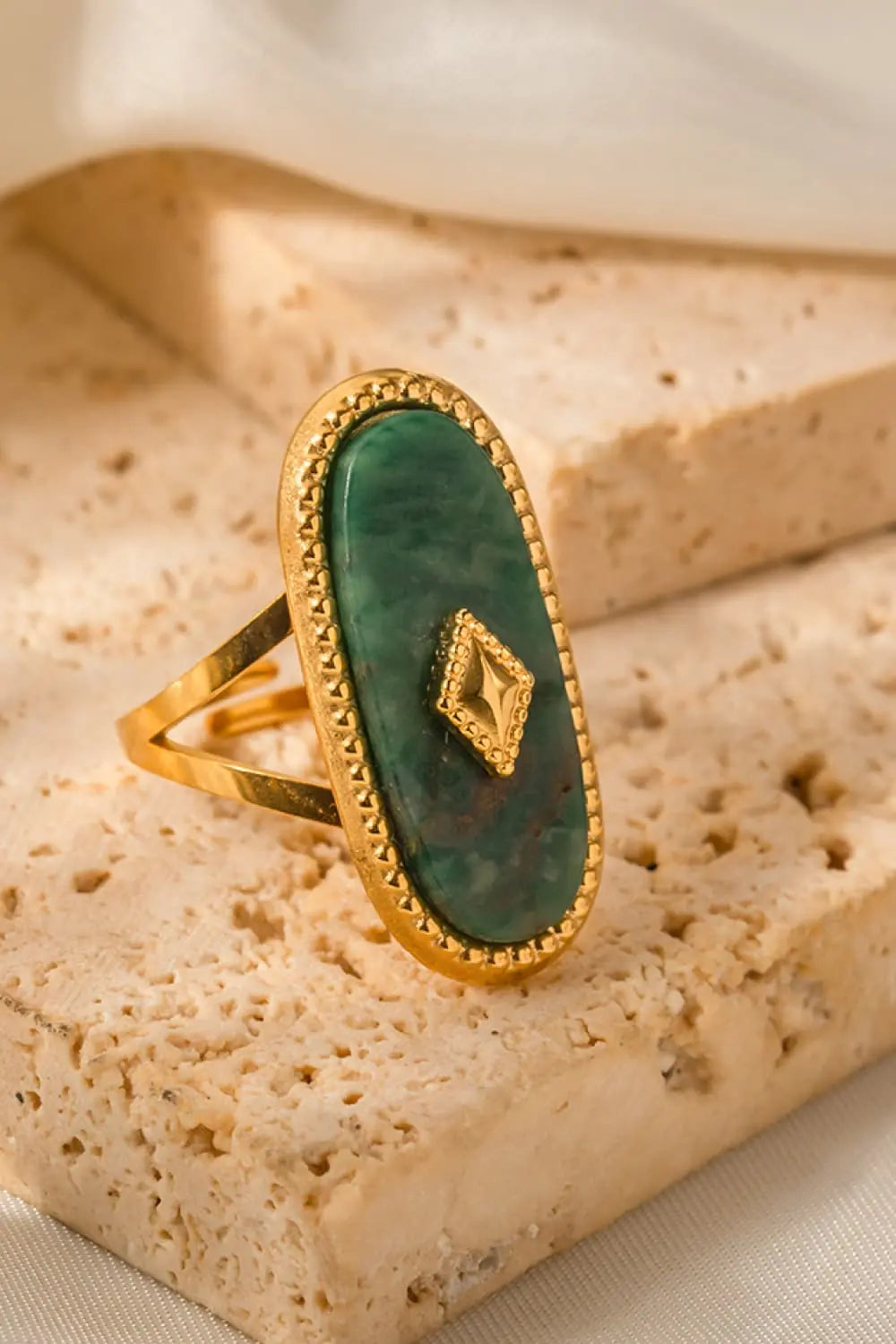 Lovcia Natural Stone Copper Ring-Rings-White-One Size-White