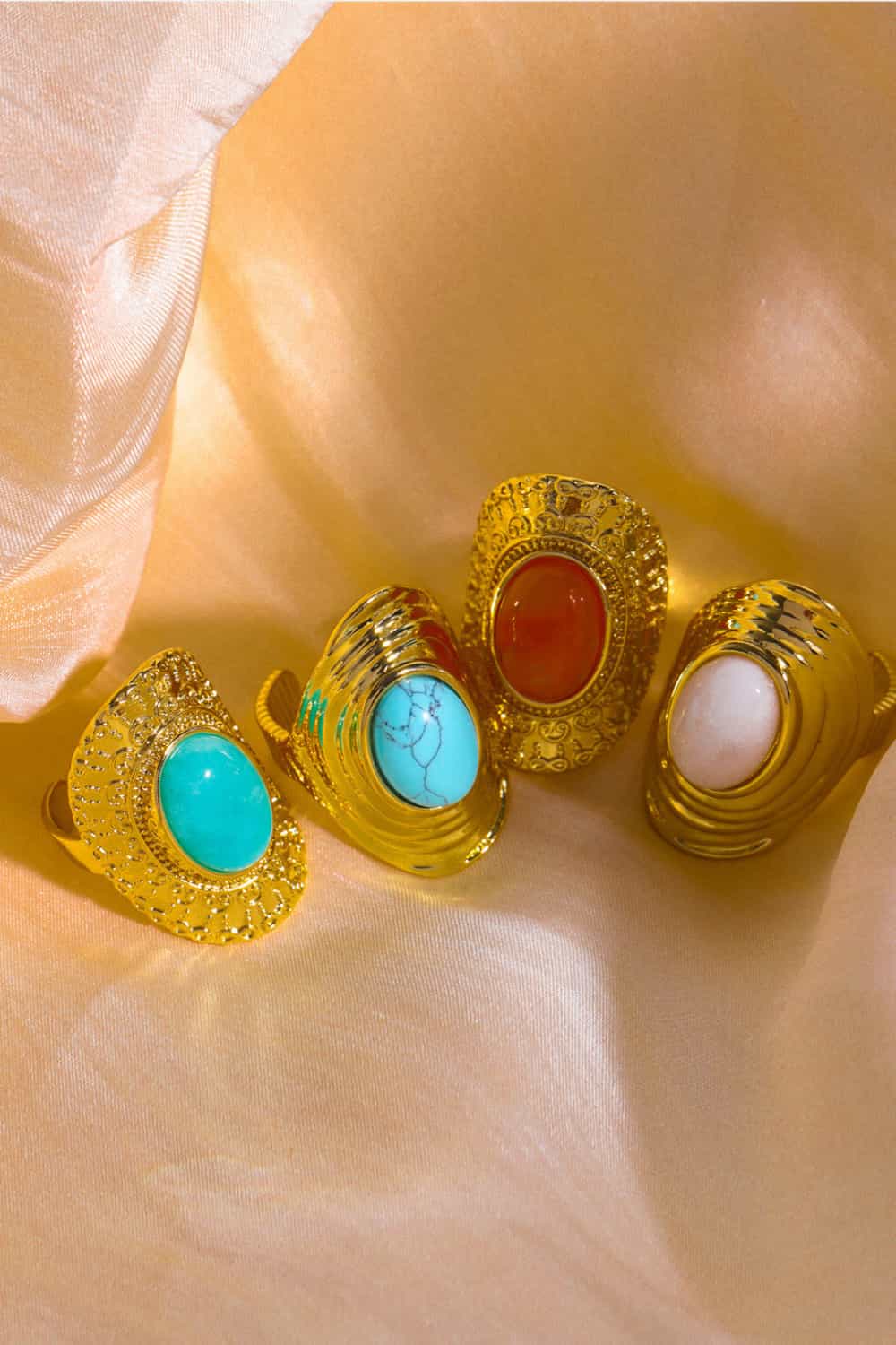 Lovcia Natural Stone Copper Ring-Rings-White-One Size-White