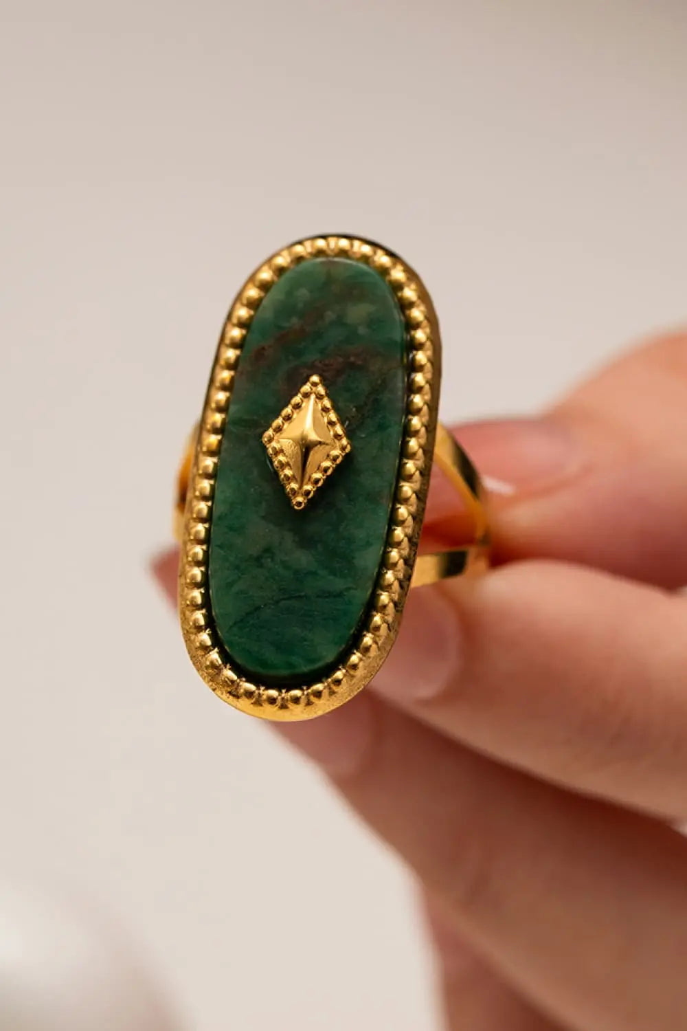 Lovcia Natural Stone Copper Ring-Rings-White-One Size-White