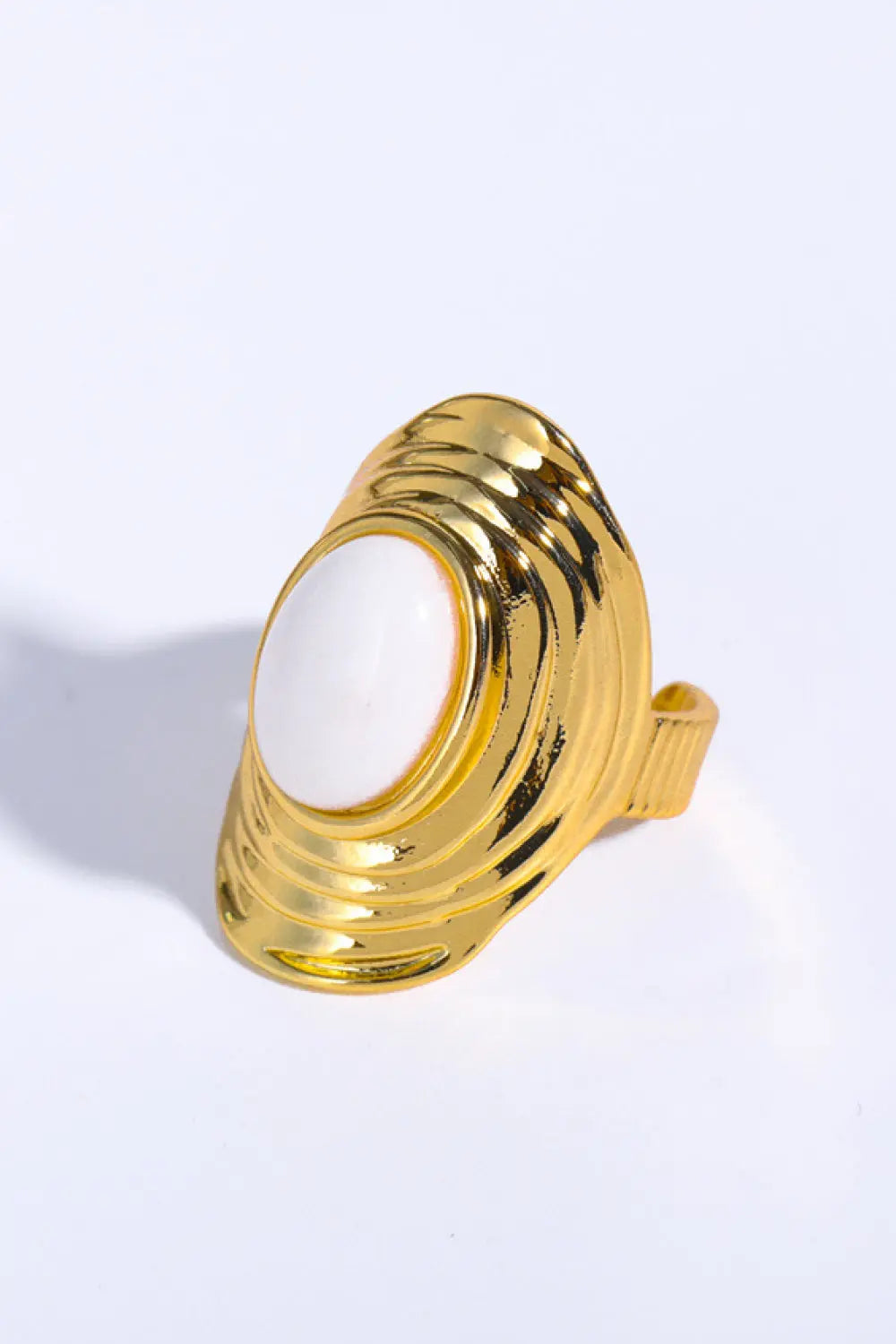 Lovcia Natural Stone Copper Ring-Rings-White-One Size-White