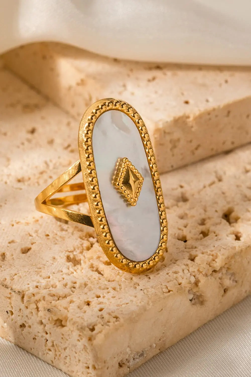 Lovcia Natural Stone Copper Ring-Rings-White-One Size-White