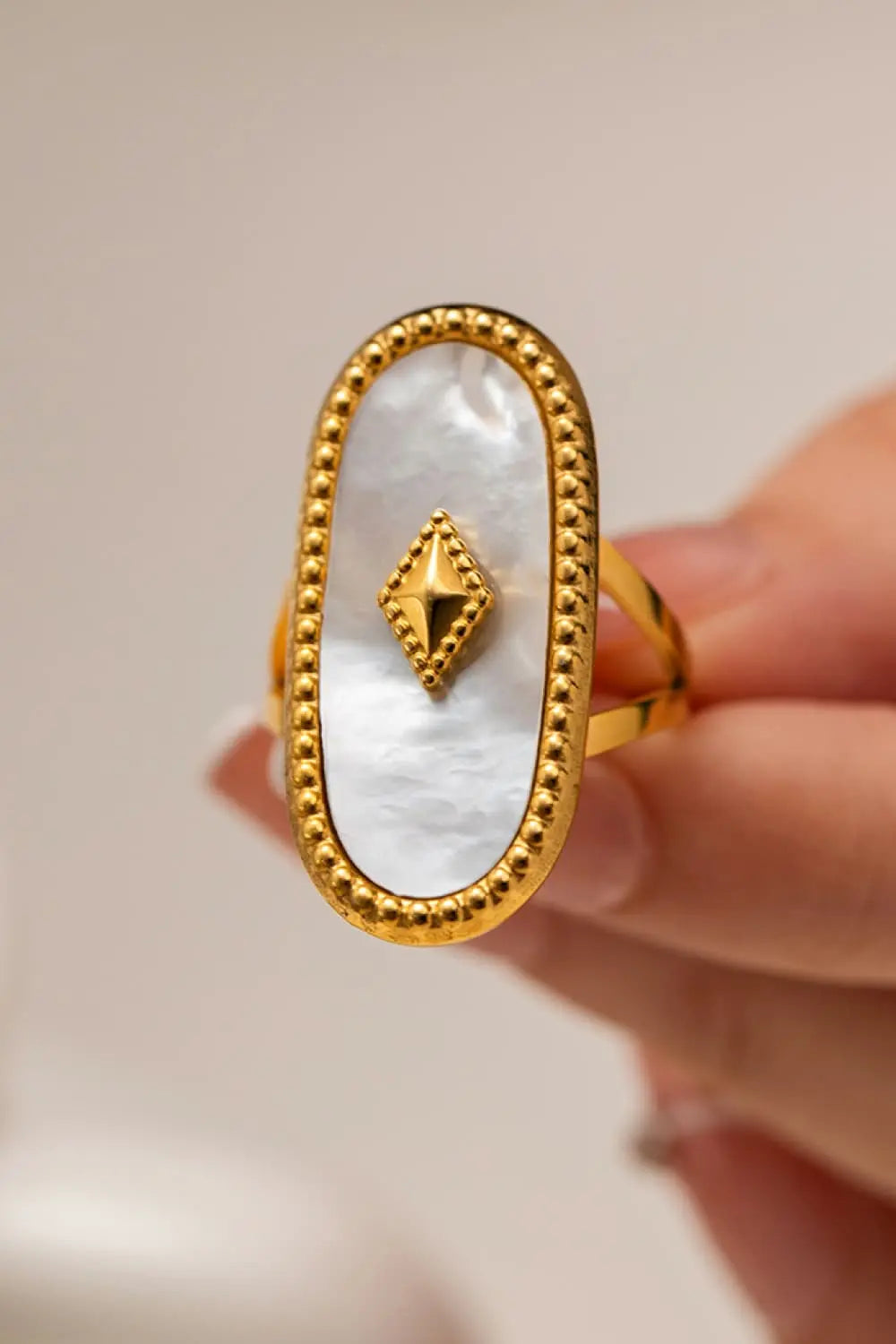 Lovcia Natural Stone Copper Ring-Rings-White-One Size-White
