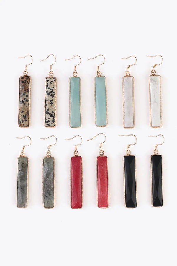 Lovcia Natural Stone Drop Earrings-Earrings-Khaki-One Size-Khaki