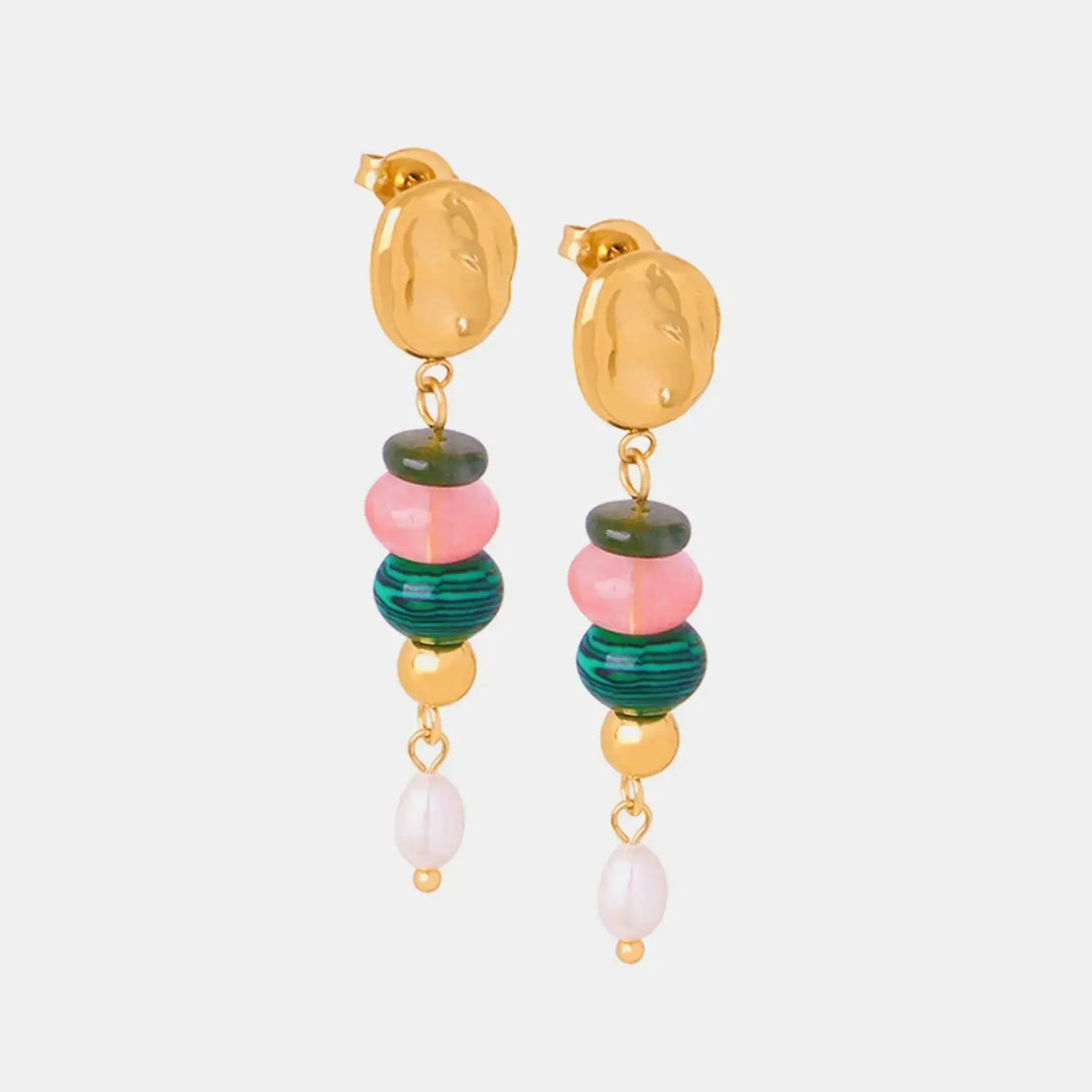 Lovcia Natural Stone Freshwater Pearl Dangle Earrings-Earrings-Pastel Blue-One Size-Pastel Blue