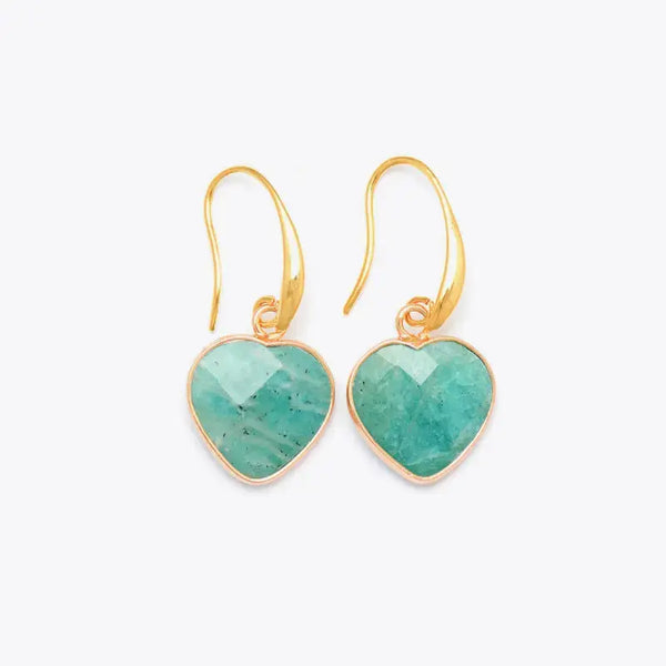 Lovcia Natural Stone Heart Drop Earrings-Earrings-Mint Blue-One Size-Mint Blue