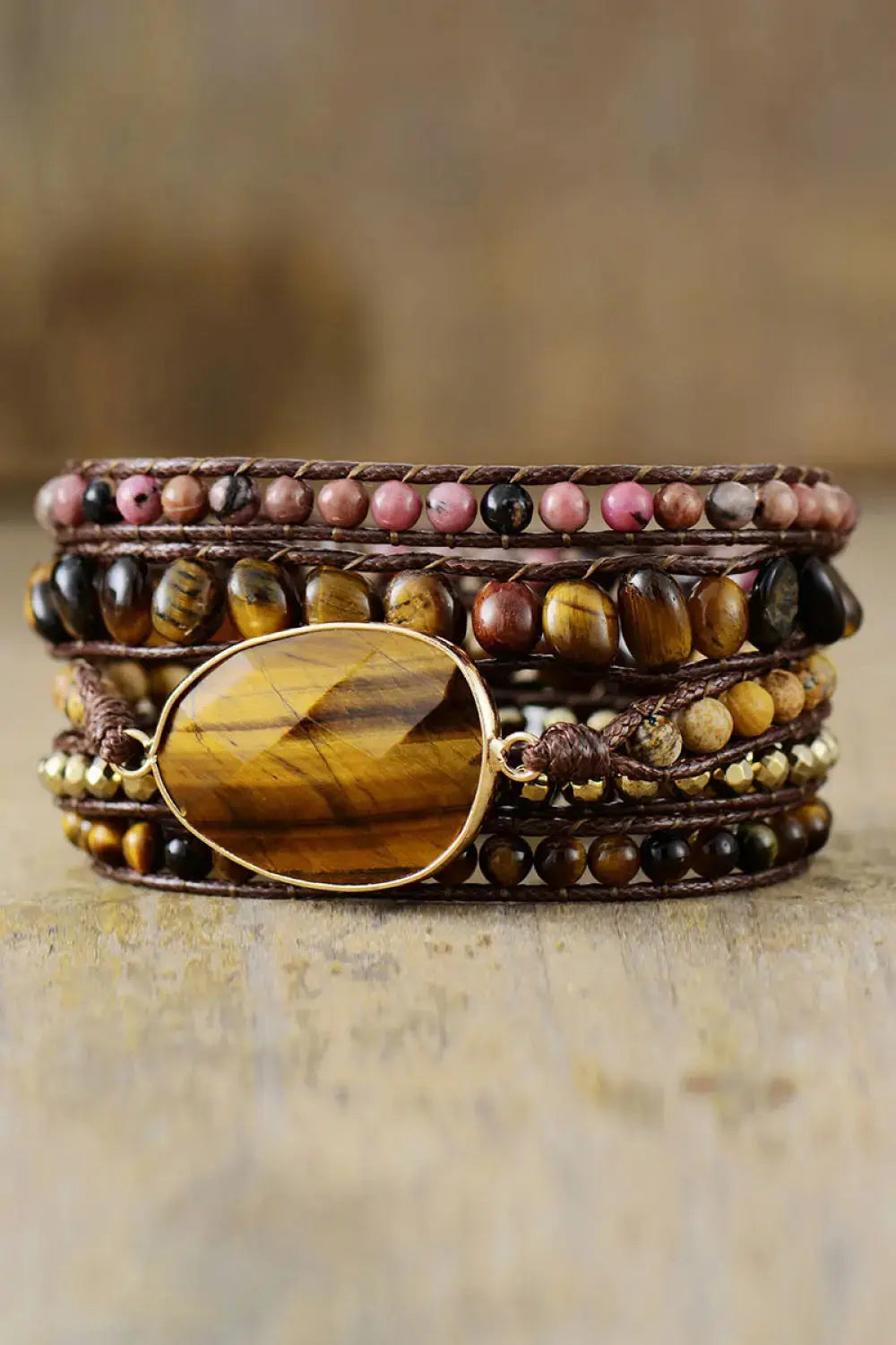 Lovcia Natural Stone Layered Bracelet-Bracelets-Mustard-One Size-Mustard
