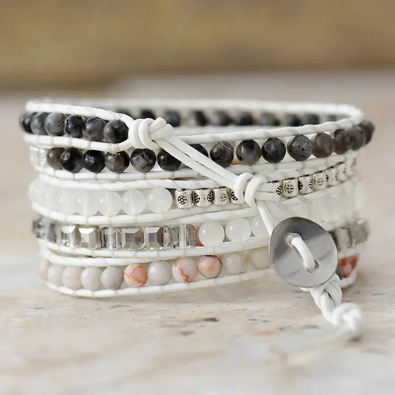 Lovcia Natural Stone Layered Bracelet-Bracelets-White-One Size-White
