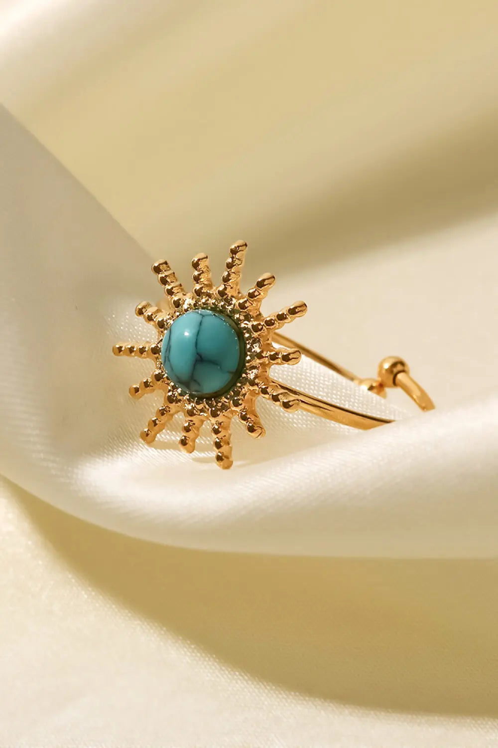 Lovcia Natural Stone Sun Shape Open Ring-Rings-Gold/Sage-One Size-Gold/Sage