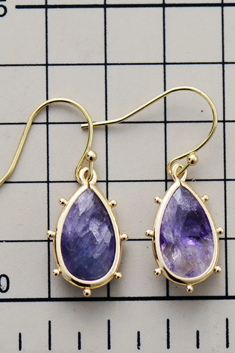 Lovcia Natural Stone Teardrop Earrings-Earrings-Lavender-One Size-Lavender
