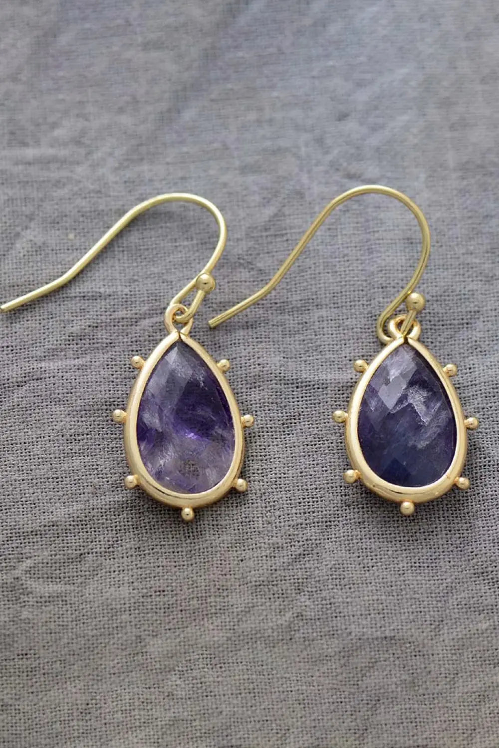 Lovcia Natural Stone Teardrop Earrings-Earrings-Lavender-One Size-Lavender