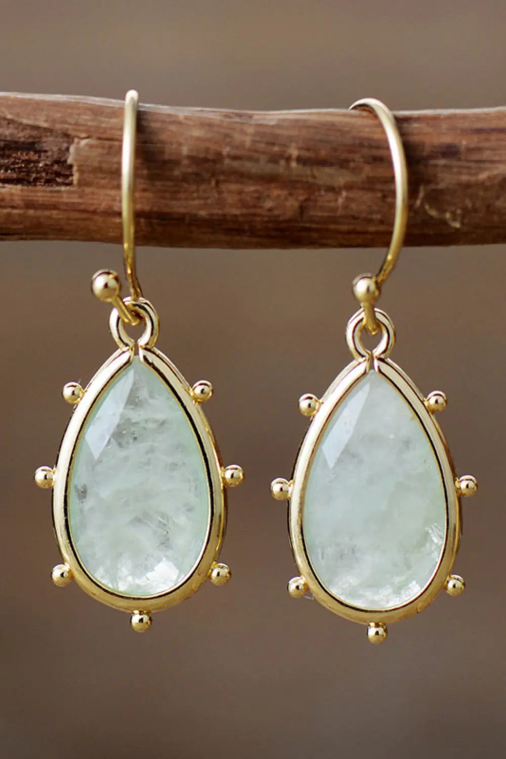 Lovcia Natural Stone Teardrop Earrings-Earrings-Light Green-One Size-Light Green