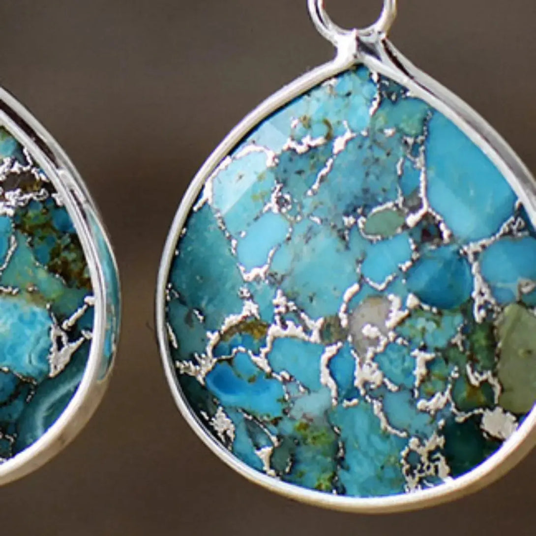 Lovcia Natural Stone Teardrop Earrings-Earrings-Silver-One Size-Silver
