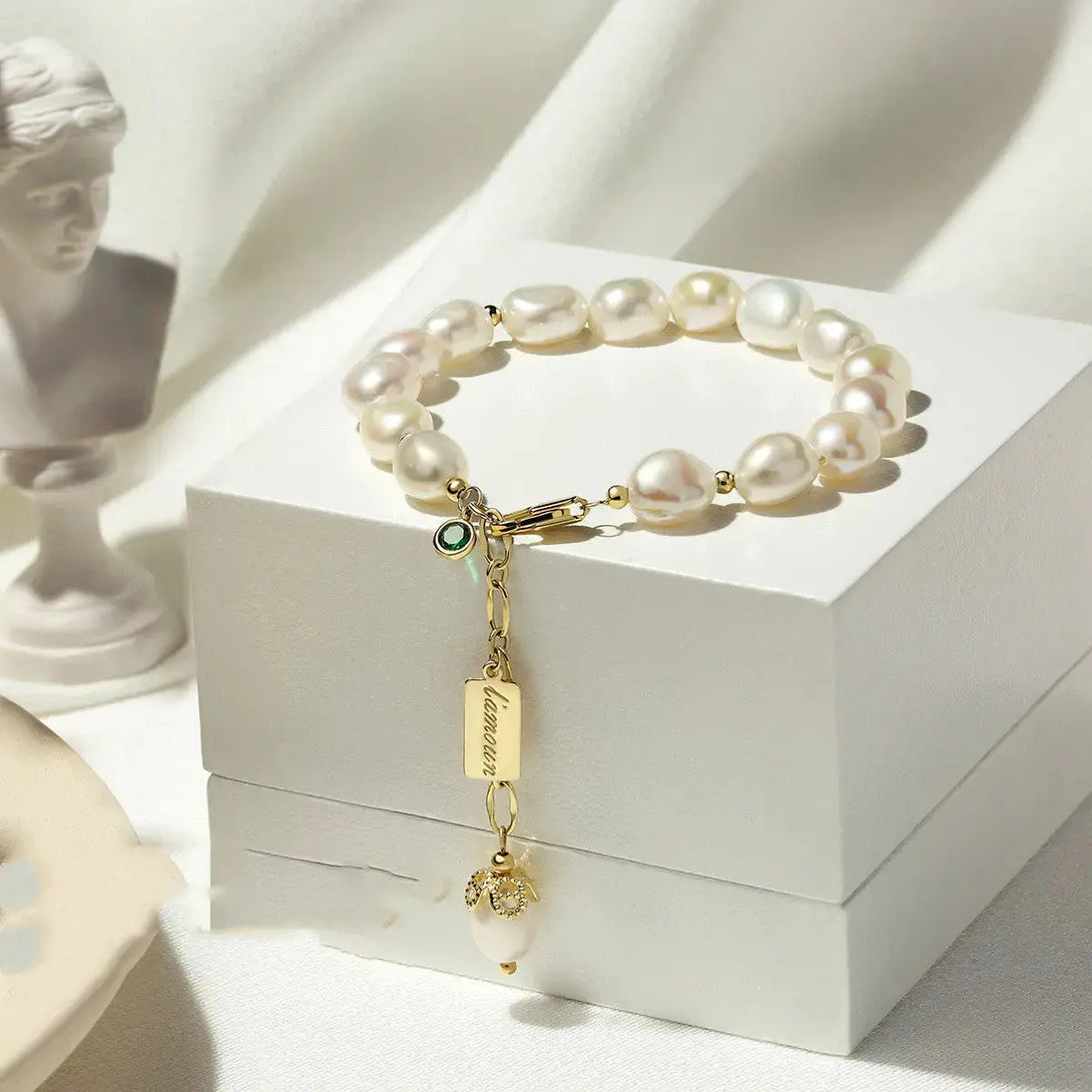 Lovcia Natural Zircon Pearl Bracelet Luxury Jewellery-Bracelets-Gold-Gold