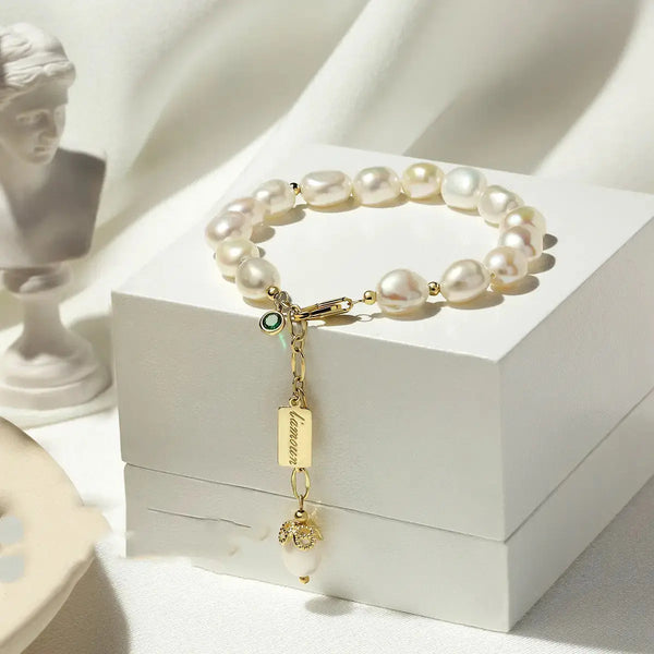 Lovcia Natural Zircon Pearl Bracelet Luxury Jewellery-Bracelets-Gold-Gold