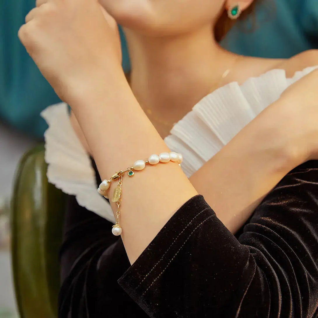 Lovcia Natural Zircon Pearl Bracelet Luxury Jewellery-Bracelets-Gold-Gold