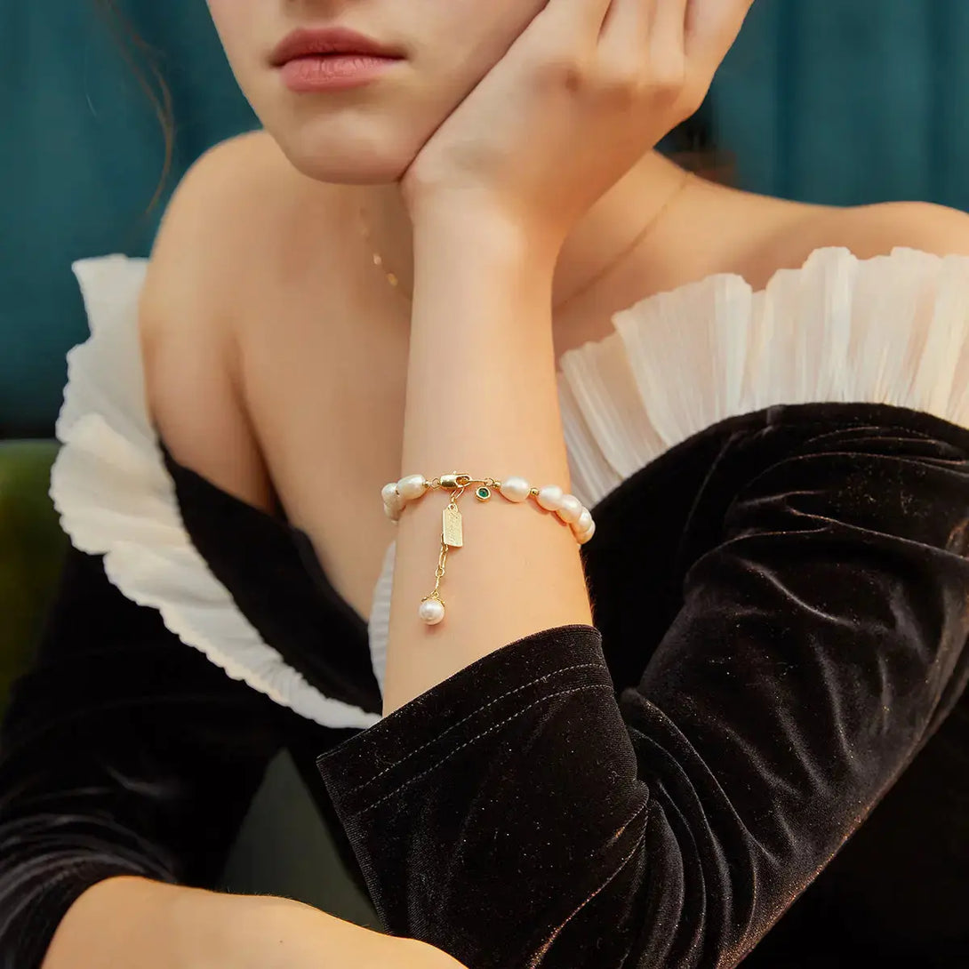 Lovcia Natural Zircon Pearl Bracelet Luxury Jewellery-Bracelets-Gold-Gold