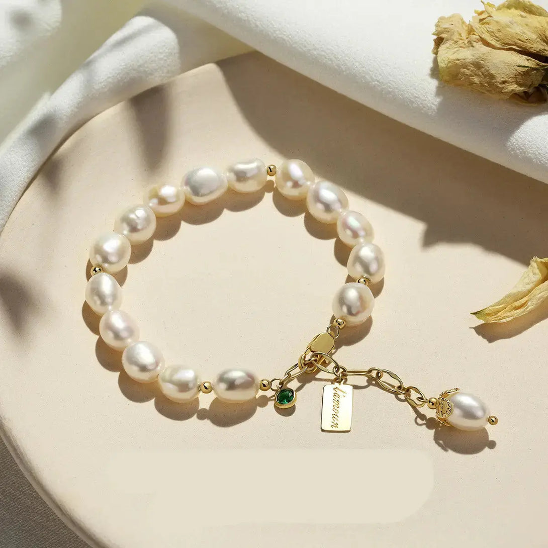 Lovcia Natural Zircon Pearl Bracelet Luxury Jewellery-Bracelets-Gold-Gold