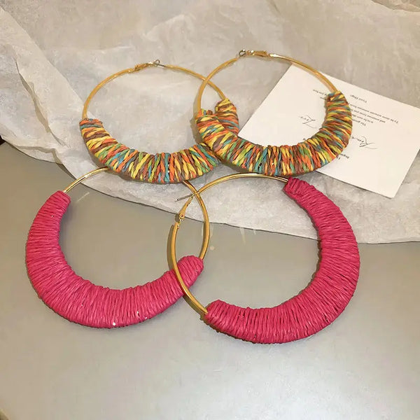 Lovcia Nature-Inspired Alloy Hoop Earrings for Women-Earrings-Hot Pink-One Size-Hot Pink
