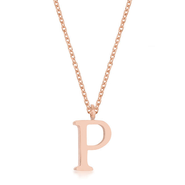 Buy LOVCIA Rose Gold Stainless Steel Lowercase 'P' Script Necklace - Latest Stylish Pendants for Women