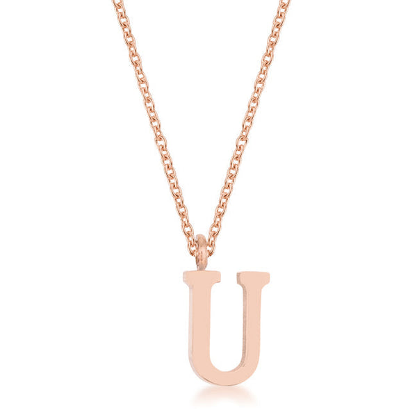 Buy LOVCIA Rose Gold Stainless Steel 'U' Initial Pendant Necklace - Latest Stylish Pendants for Women